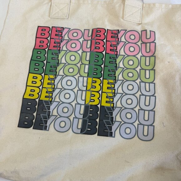 Take Pride "Be You Be You" Large Canvas Tote Bag 14"x14"x3" Book Bag Shopping - Picture 3 of 4